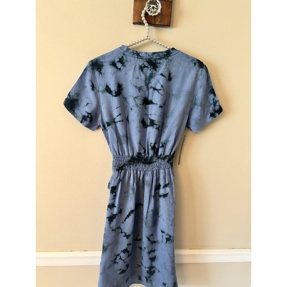 NWT Anthropologie Cloth & Stone Size Small Livi Blue Tie Dye V-Neck Mini Dress - Picture 3 of 6